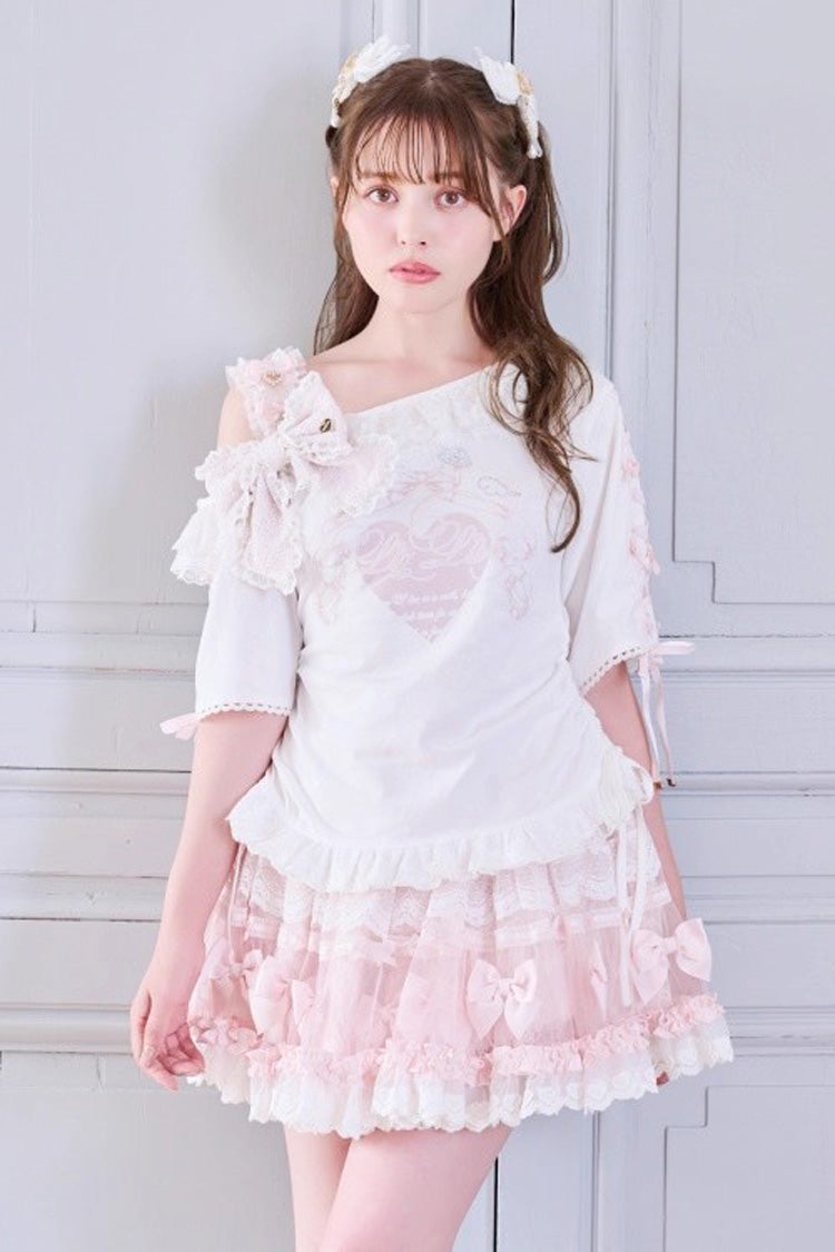 Sweet Ruffle Bowknot Lace Plus Size Japanese Lolita Skirt 3 Colors