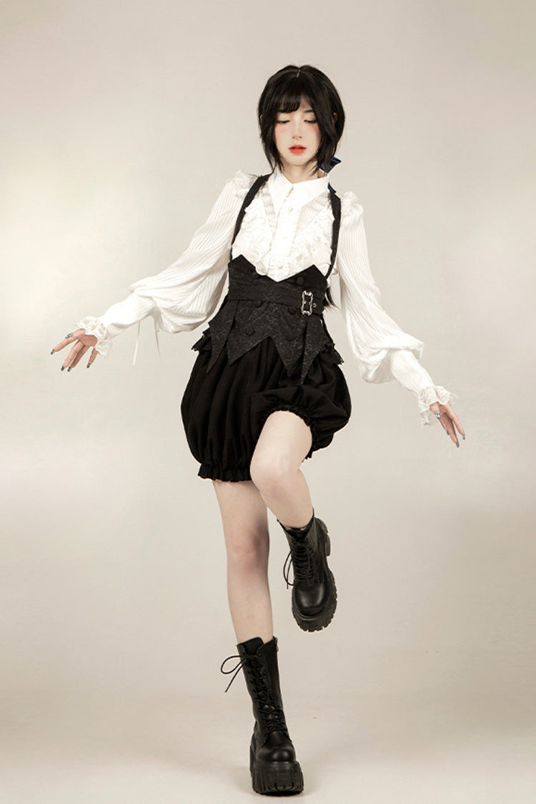 Black [Gold Hunter] Long Sleeves Pirate Style Gothic Shorts
