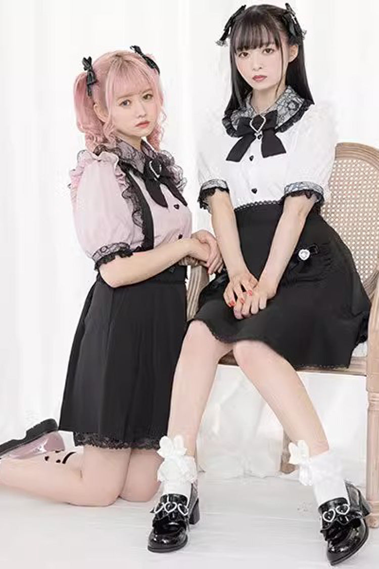 Doll Collar Short Sleeves Bowknot Sweet Jirai Kei Japanese Lolita Blouse 4 Colors