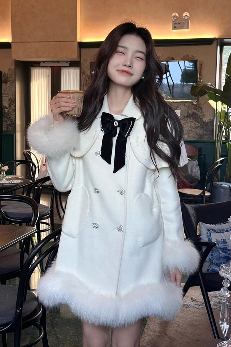 White Long Sleeves Bowknot Sweet Elegant Princess Lolita Cloak Coat