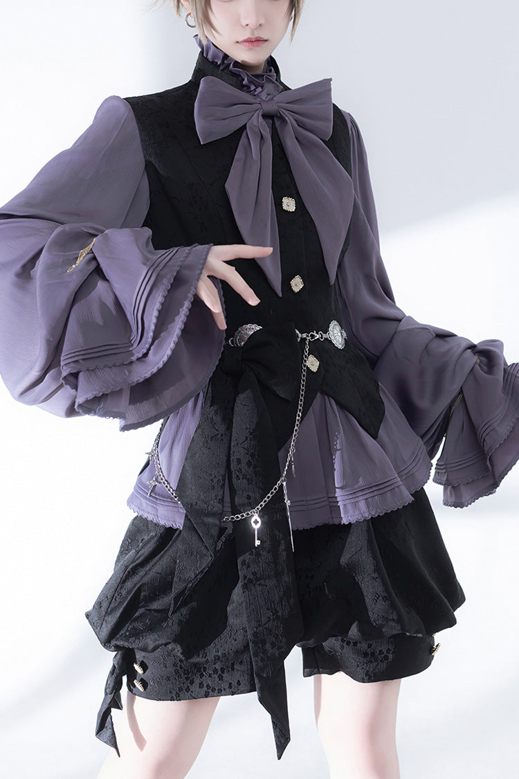 Purple Hunting Rabbits Long Sleeves Bowknot Gothic Vintage Ouji Fashion Lolita Blouse