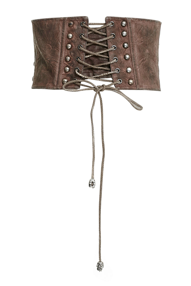 Braune Metallnägel Metall Hasp Dekoration Damen Steampunk Gürtel