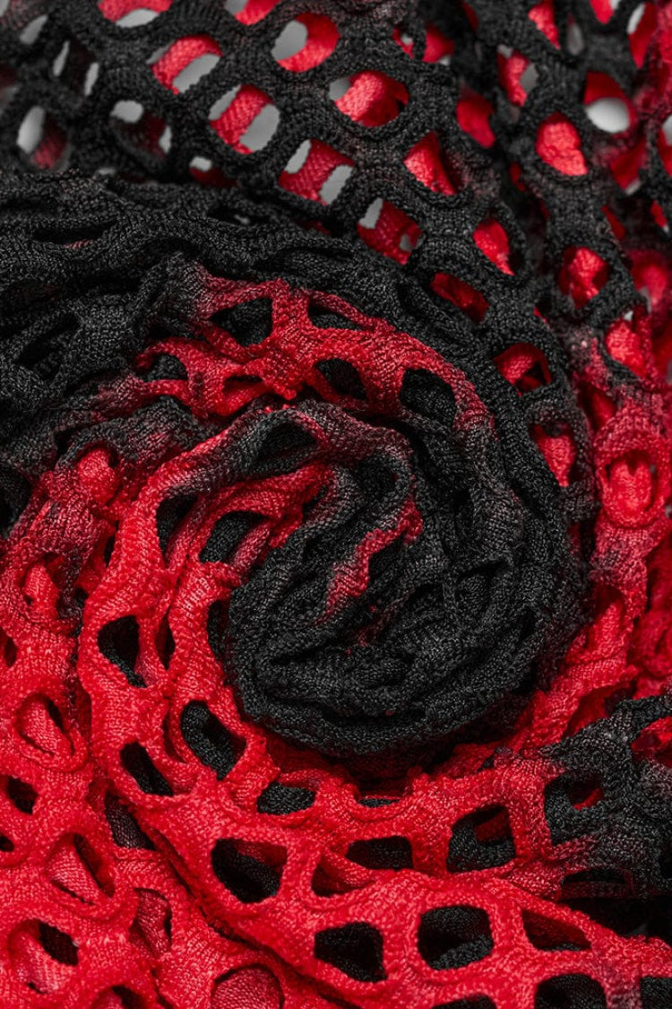 Hoher Kragen, Hohlnähte, Batik, schulterfreies Steampunk-T-Shirt für Damen in 3 Farben