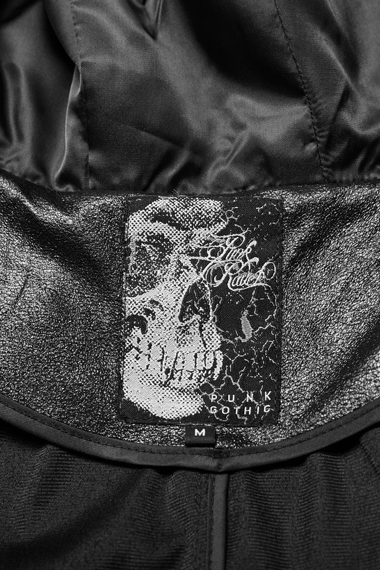 Black Print Embroidery Hooded Mens Gothic Coat Cloak