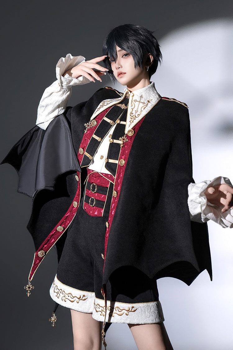 Black [Vampire Noble Court] Long Sleeves Embroidery Gothic Prince Handsome Ouji Lolita Set