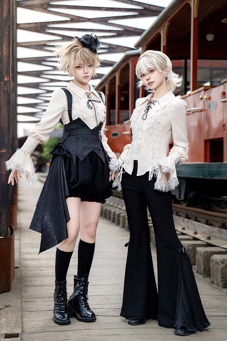 Black [Gold Hunter] Long Sleeves Pirate Style Gothic Long Pants