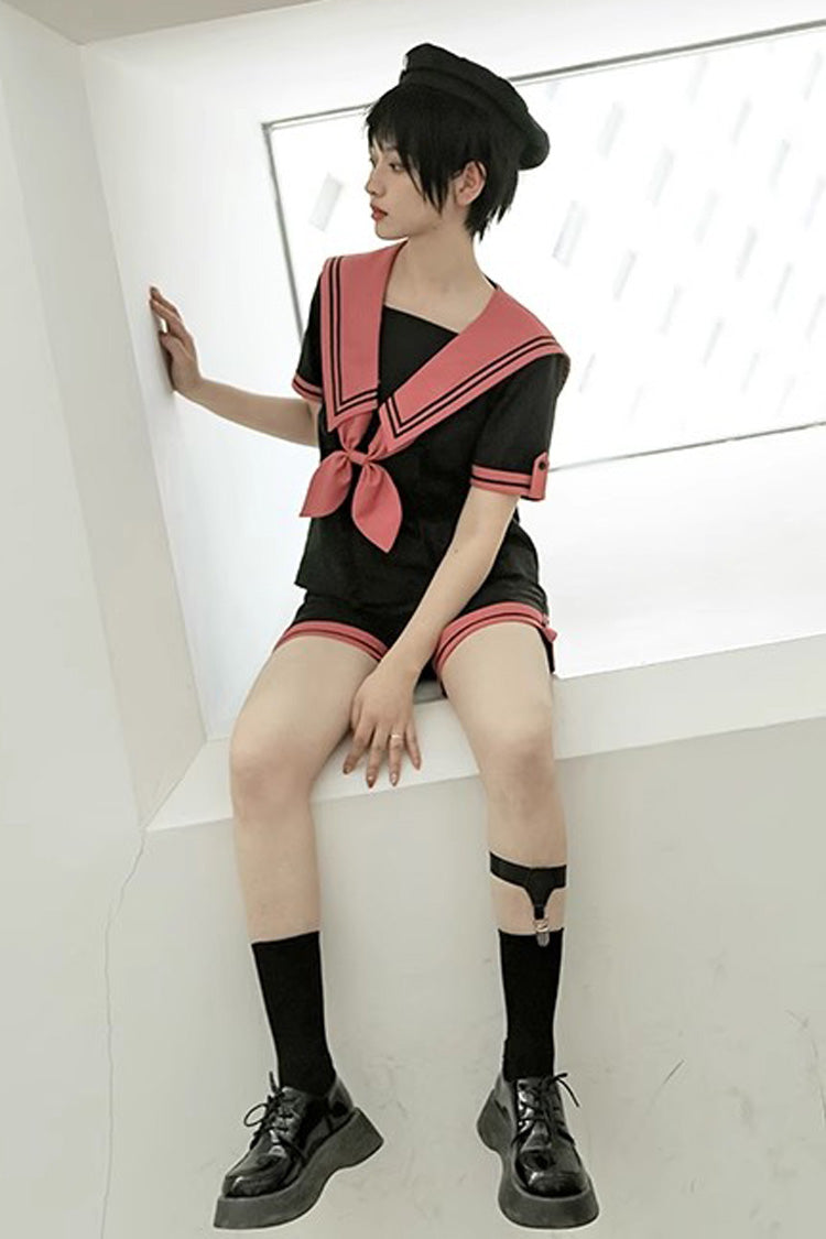 Black Voyage To Atlantis Navy Style Short Sleeves Prince Ouji Lolita Set