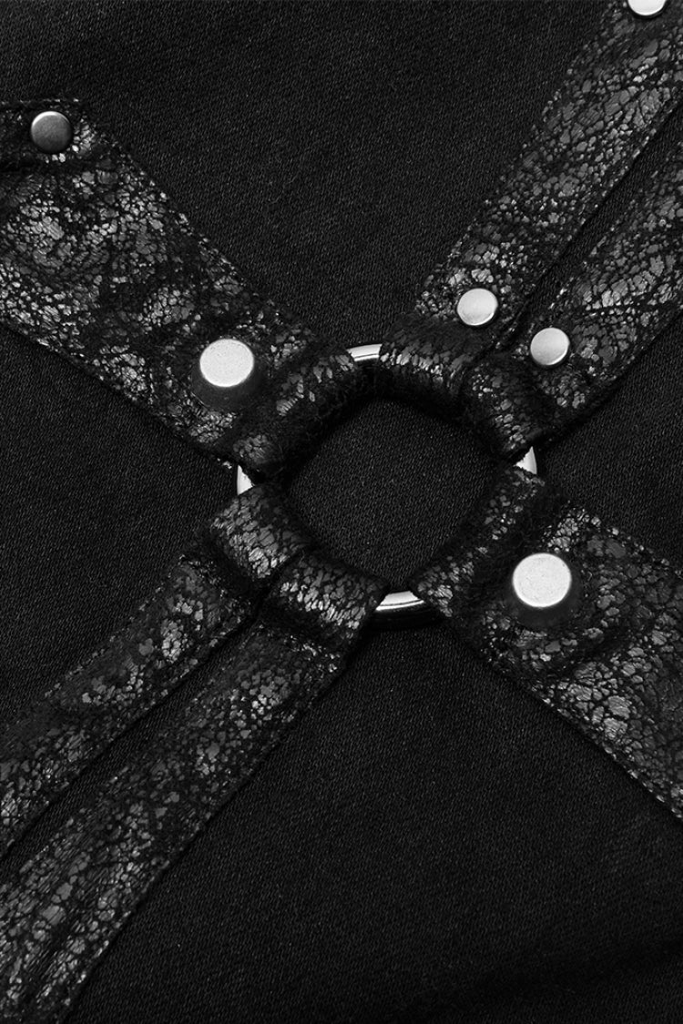 Black Cross Decoration Ripped Men's Steampunk Pants