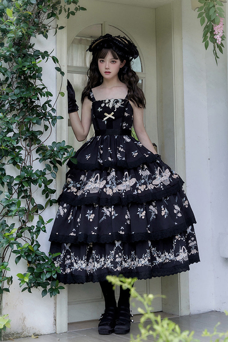 Letters and Poetry Multi-Layered Pastoral Style Print Embroidery Sweet Princess Lolita Jsk Dress 2 Colors