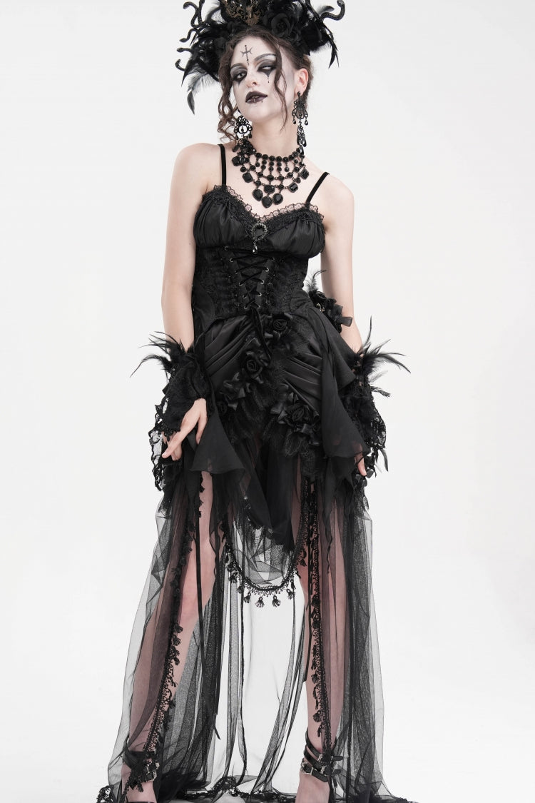 Black Lace Lace-Up Women's Gothic Overbust Corset