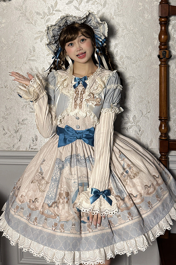 Sea Salt Fairy Tale Doll Short Sleeves Print Ruffle Bowknot Sweet Lolita Dress 2 Colors