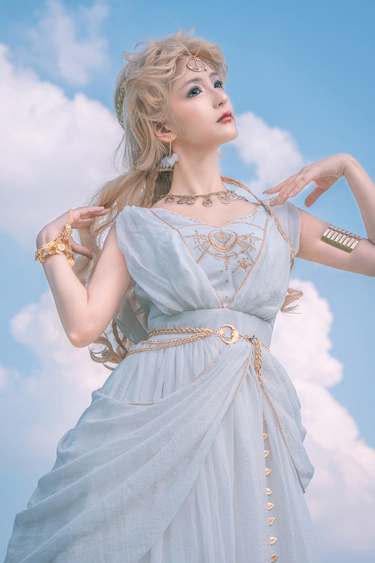 Robe Lolita Jsk élégante et douce sans manches blanche [Ragnarok] avec broderie 