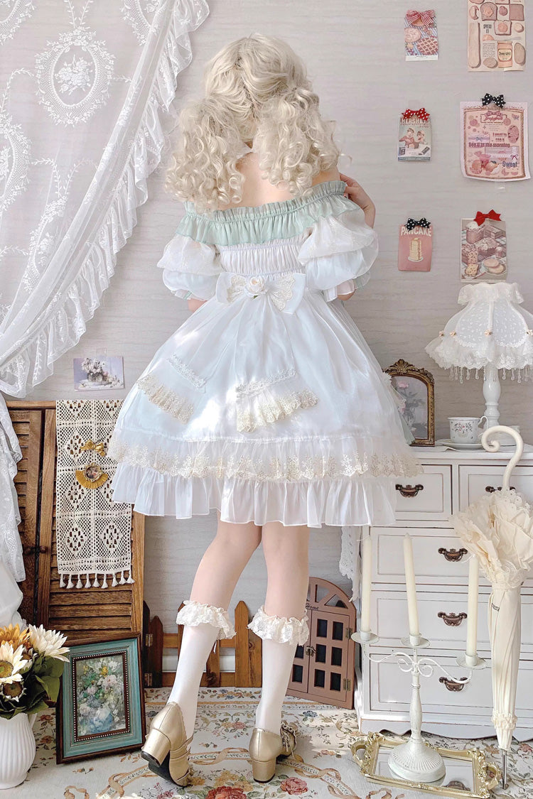 Green [Spring of Boliya] Long Sleeves Multi-Layered Ruffle Bowknot Lace Lace-Up Sweet Princess Lolita Dress