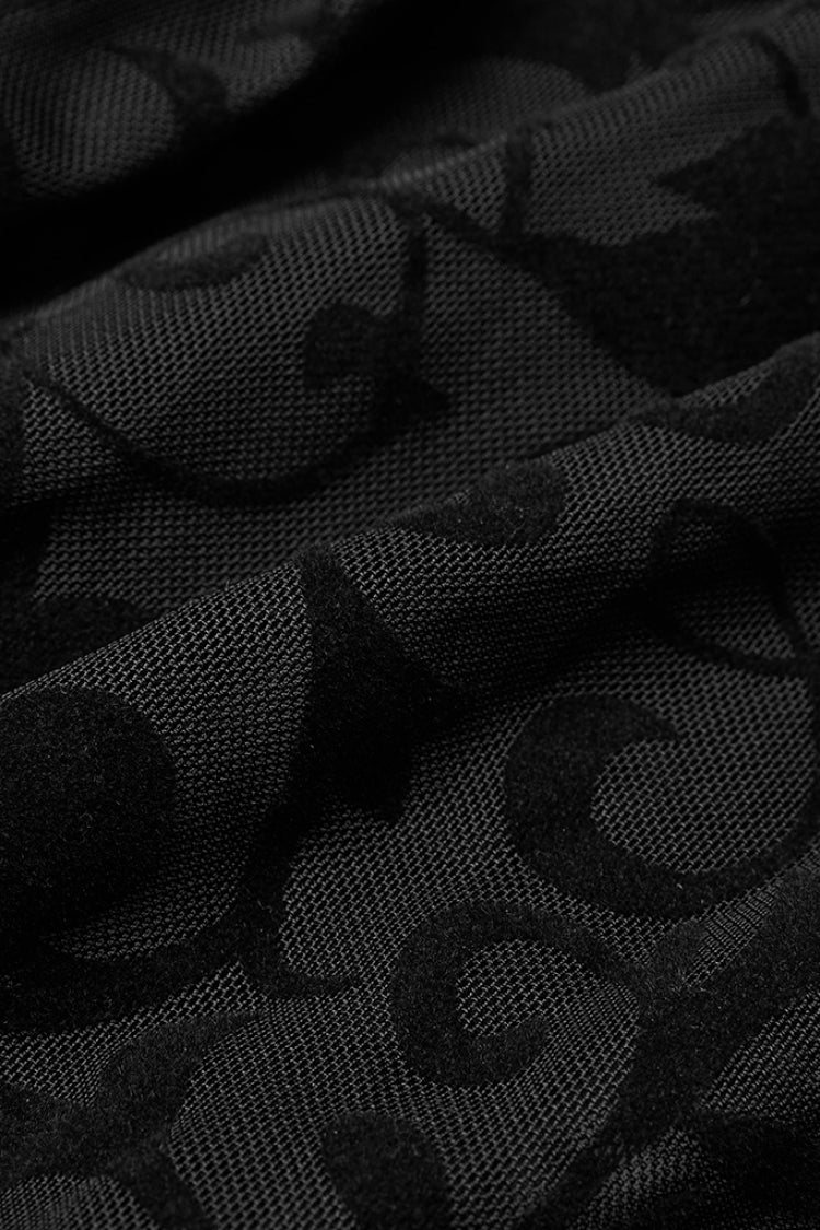 ブラック V 襟ロングトランペット袖刺繍レースガードル不規則なレディースゴシックドレス