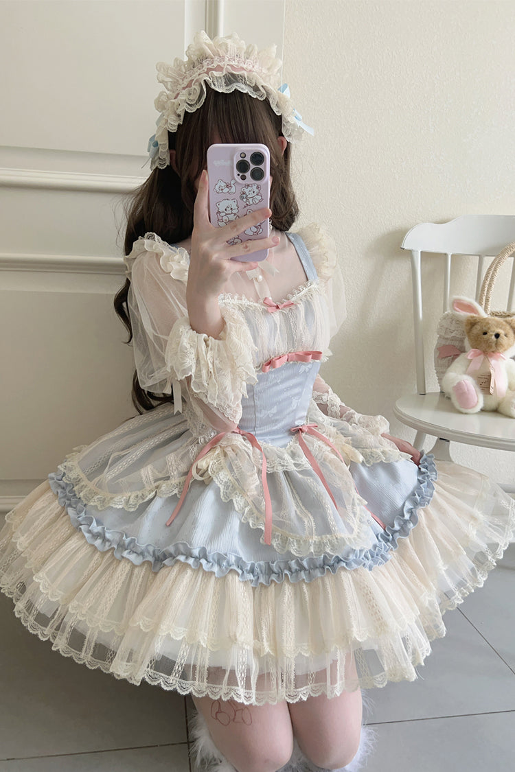 [Flower Season] Bowknot Lace Sweet Ballet Lolita Jsk Dress 4 Colors