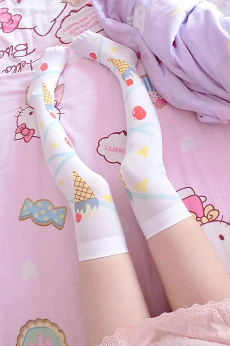 Cute Anime Print Sweet Japanese Lolita Over The Knee Socks 10 Styles