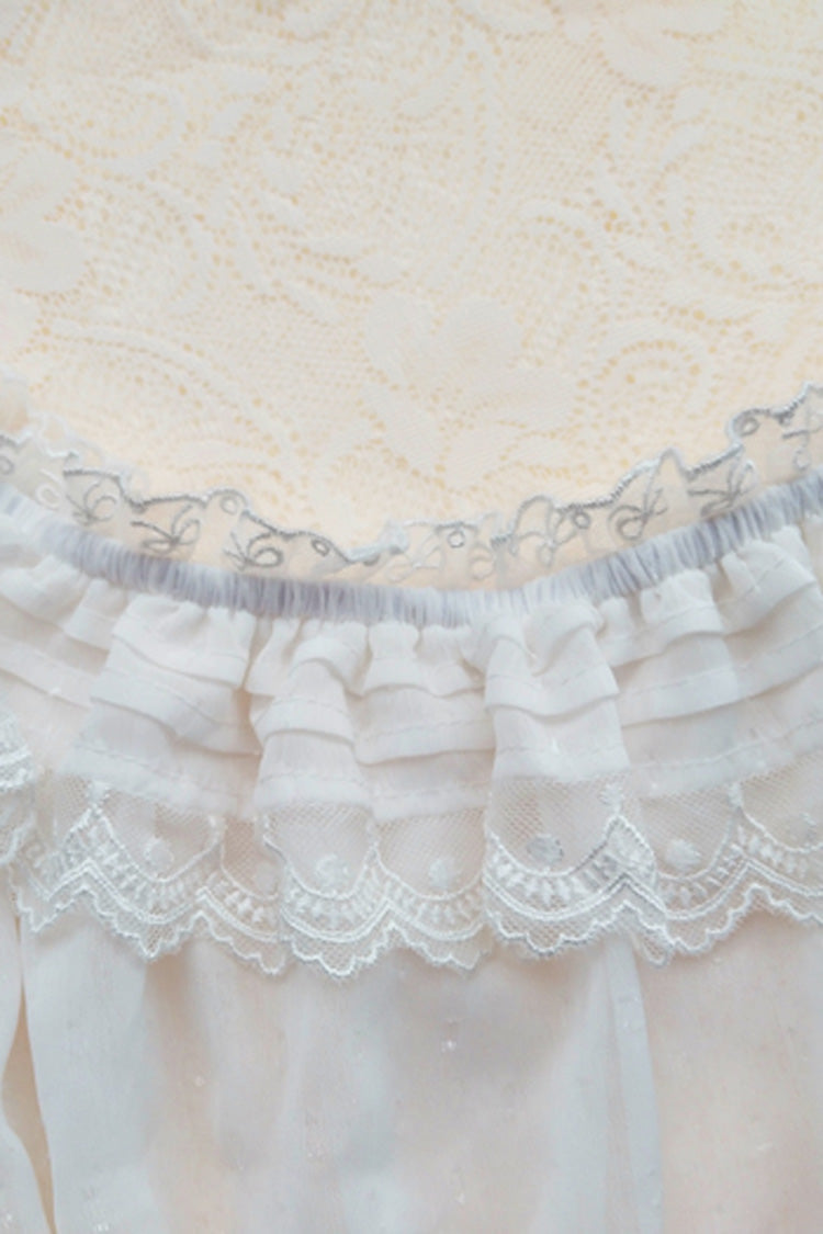 White Boat Neck Short Sleeves Lace Sweet Princess Lolita Blouse