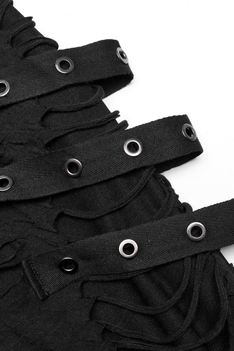 Schwarze horizontal gestreifte DekorationRipped Herren Gothic Loose Pants