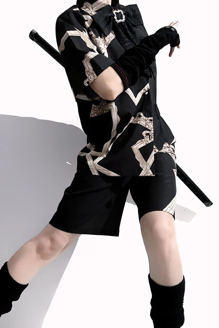 Black [Dream Void Mirror] Print Ouji Fashion Prince Handsome Lolita Shorts