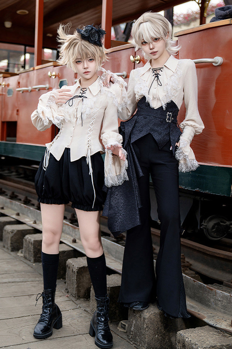 Black [Gold Hunter] Long Sleeves Pirate Style Gothic Long Pants