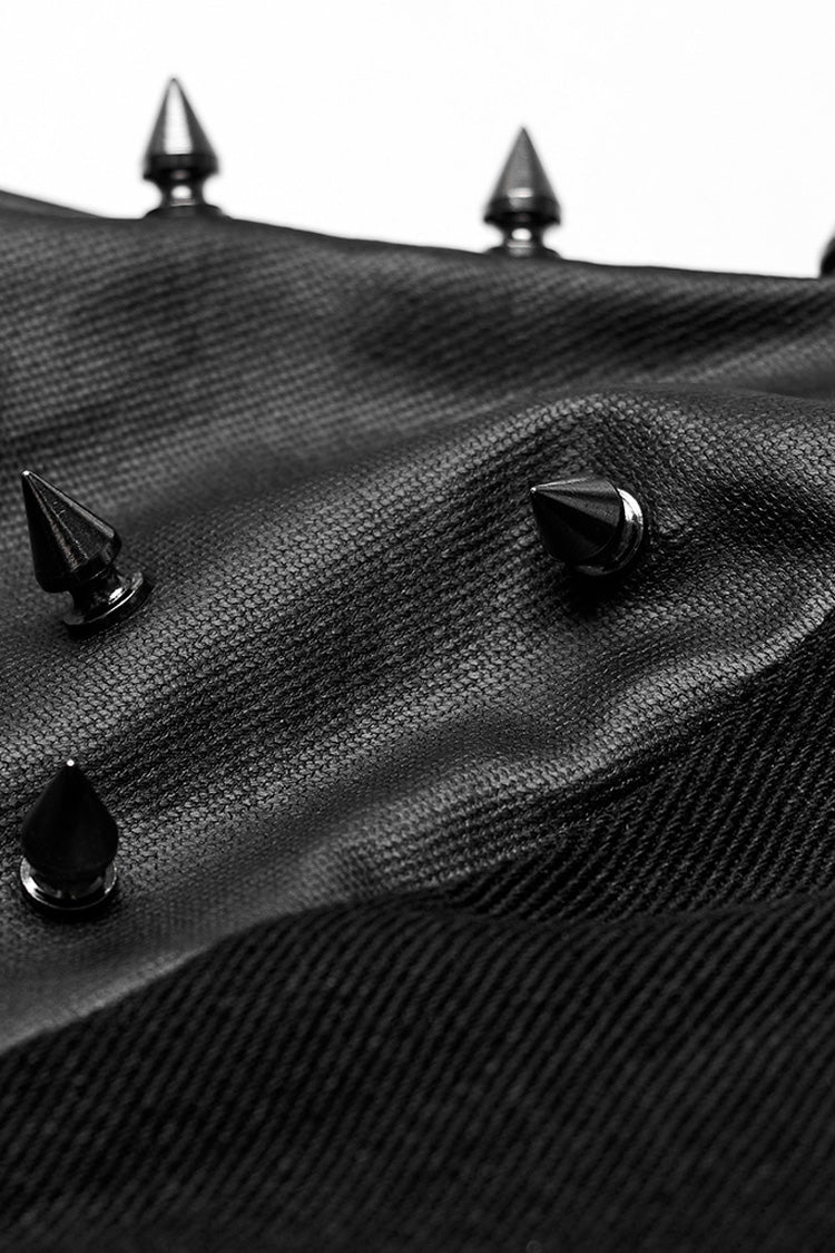 Black Stand Collar Asymmetric Rivet Buckle Men's Punk Faux Leather Harness