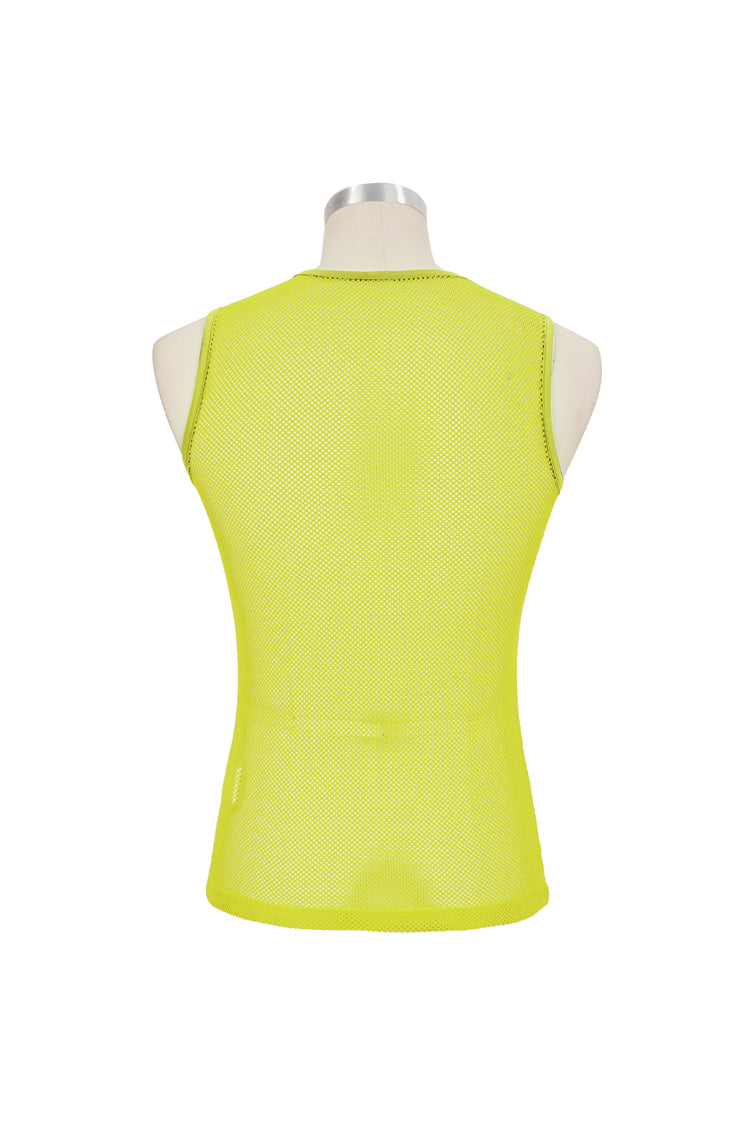 Yellow Elasticity Perspective Rhombus Net Yarn Sleeveless Men's Gothic T-Shirt