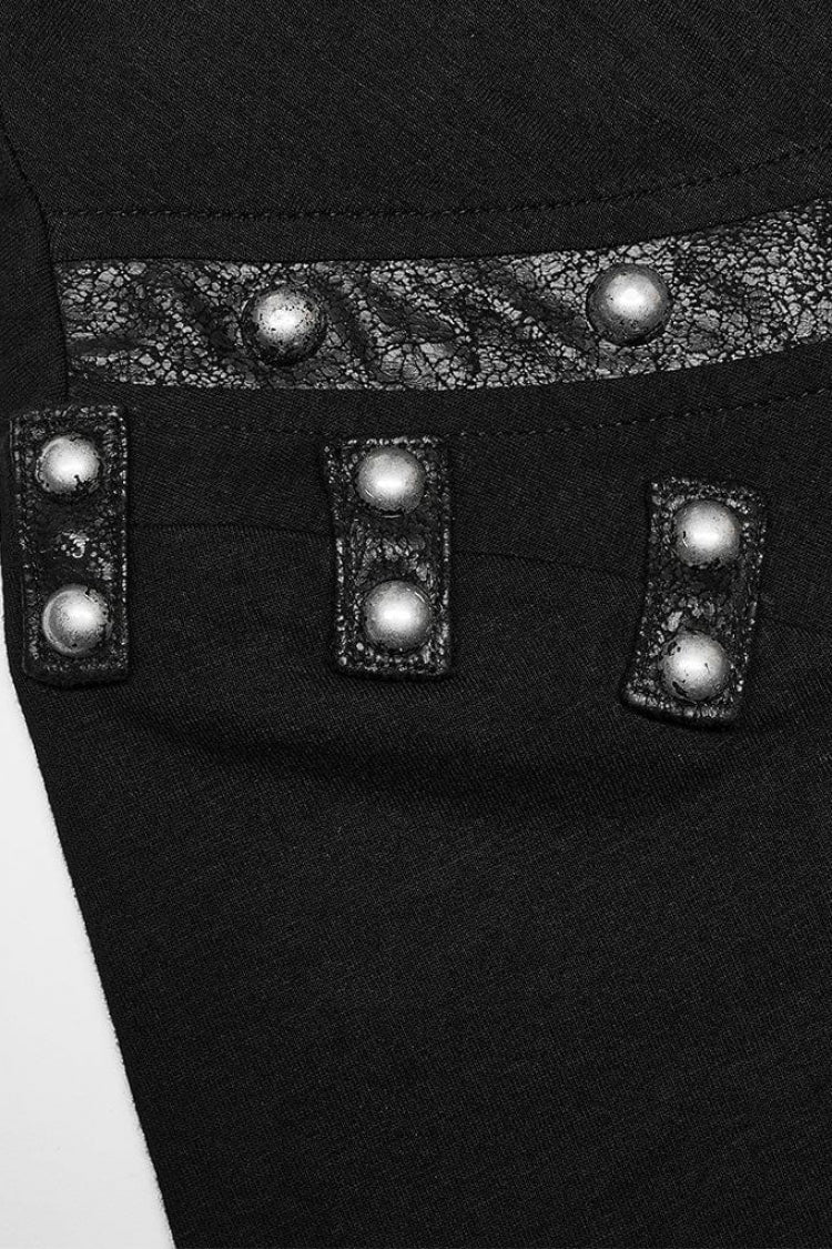 Black Short Sleeves Asymmetric Mens Daily Steampunk T-Shirt