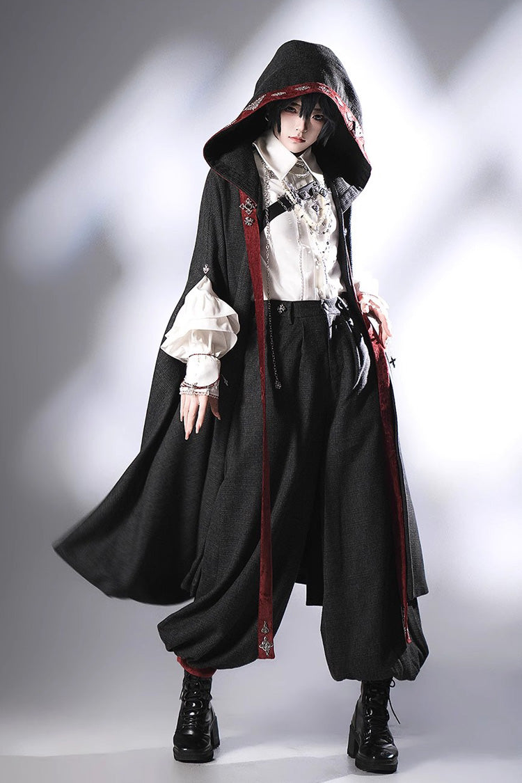 Black [Sacred Vow] Print Hooded Vintage Elegant Prince Handsome Ouji Lolita Cloak