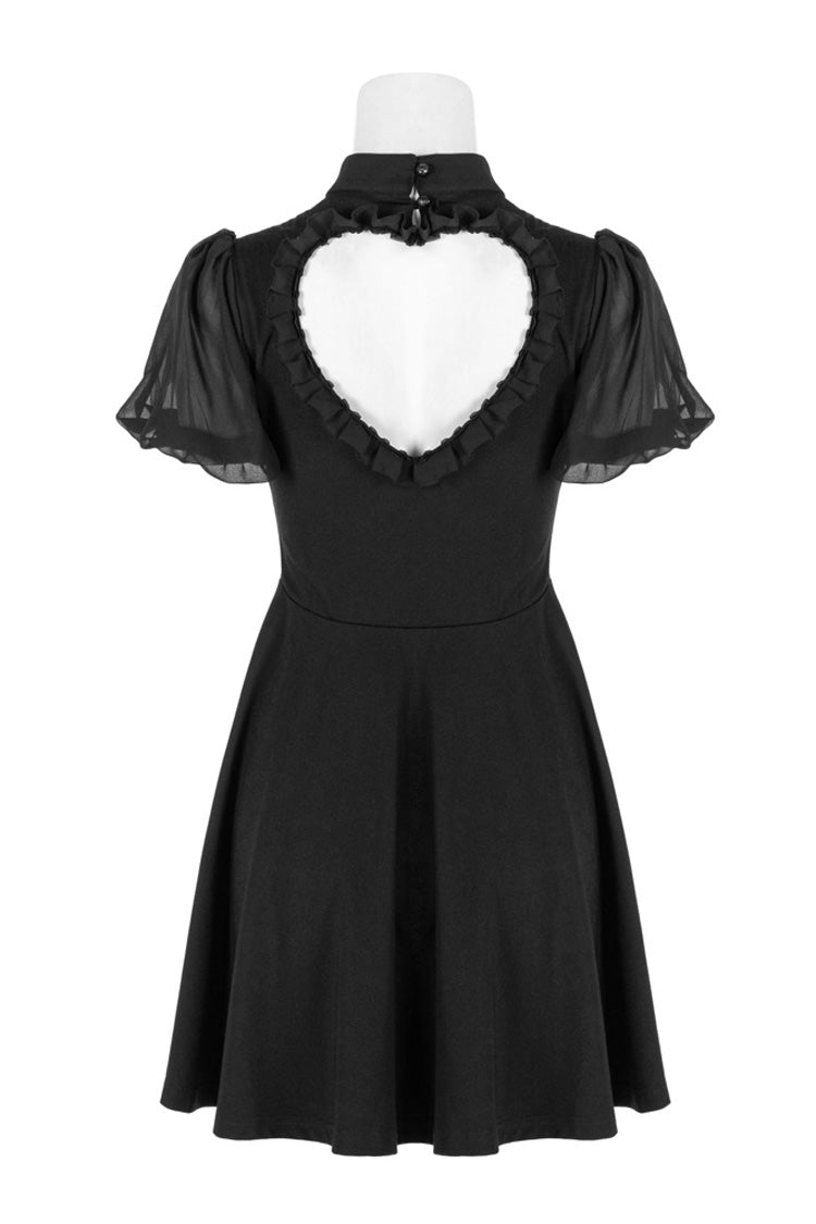 Black Heart Shaped Hollow High Waist Bow Women's Steam Punk Dress