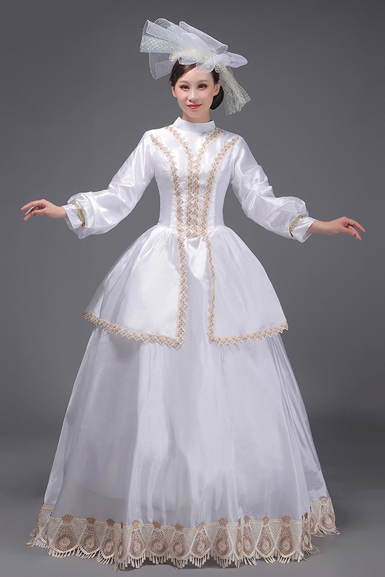 White European Court Long Sleeves Embroidery Sweet Vintage Victorian Dress