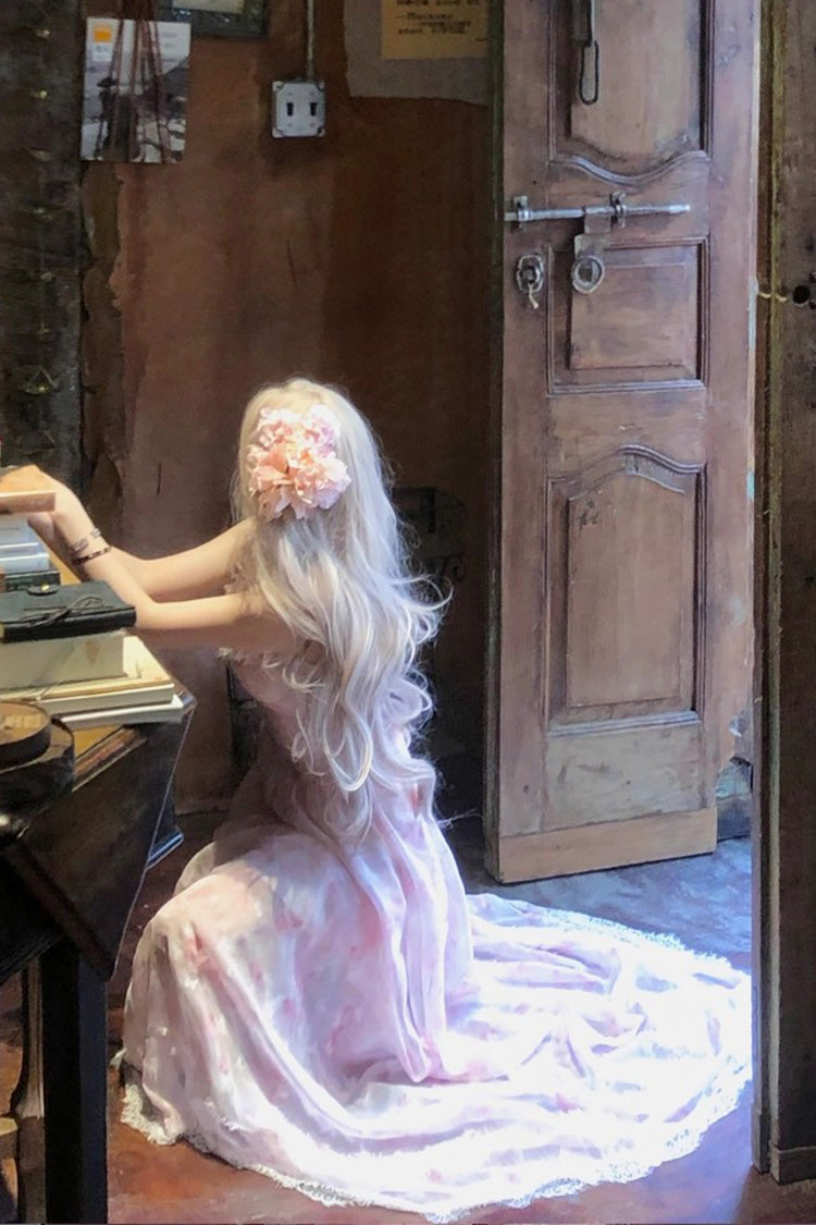 Pink [Sakura Trio] Sleeveless Double-Layered Ruffle Bowknot Lace Sweet Princess Lolita Jsk Dress
