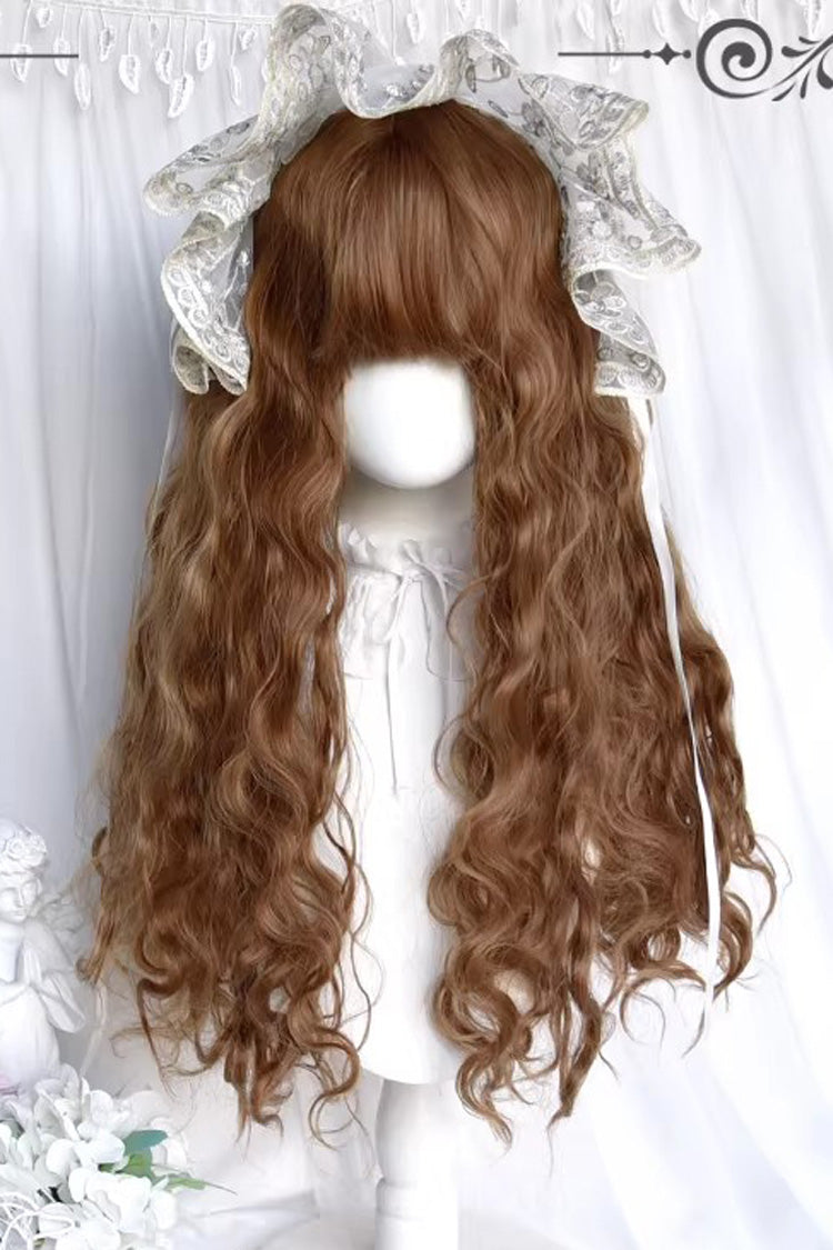 ハニーゴールデンブラウン【城ガール】ヴィンテージエレガントロリータウールカールドールウィッグ