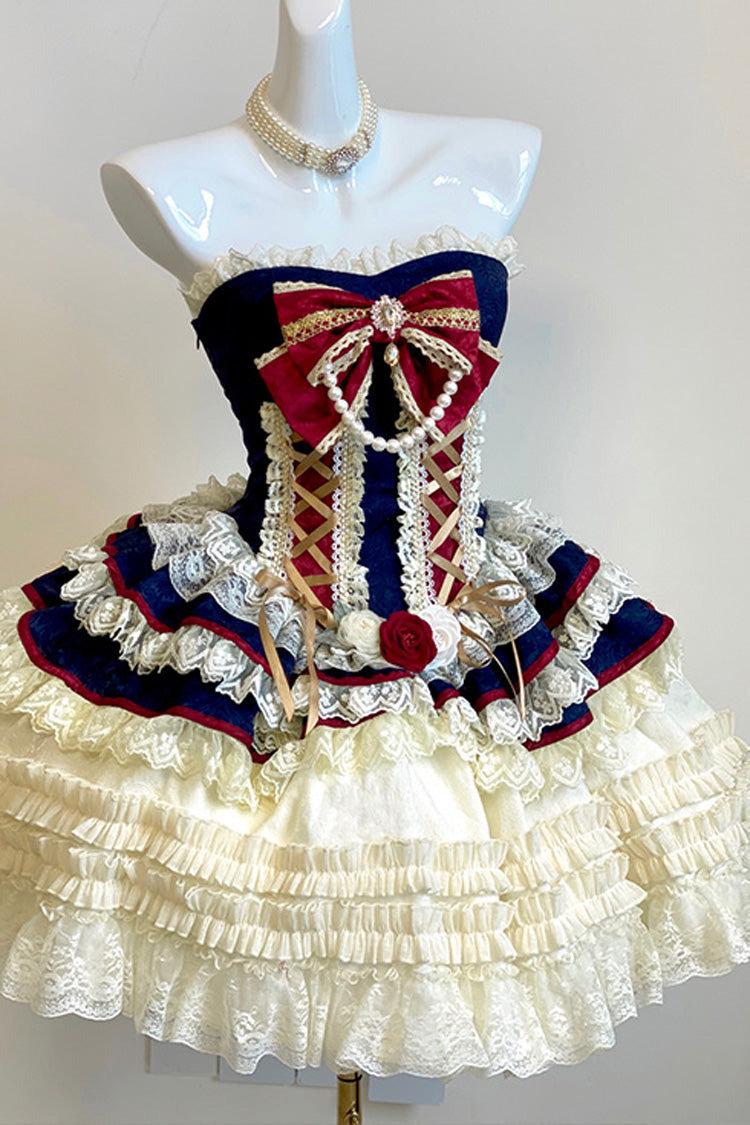 Princess Coronation Multi-layer Ruffle Bowknot Slim Romantic Sweet Lolita Dress 2 Colors
