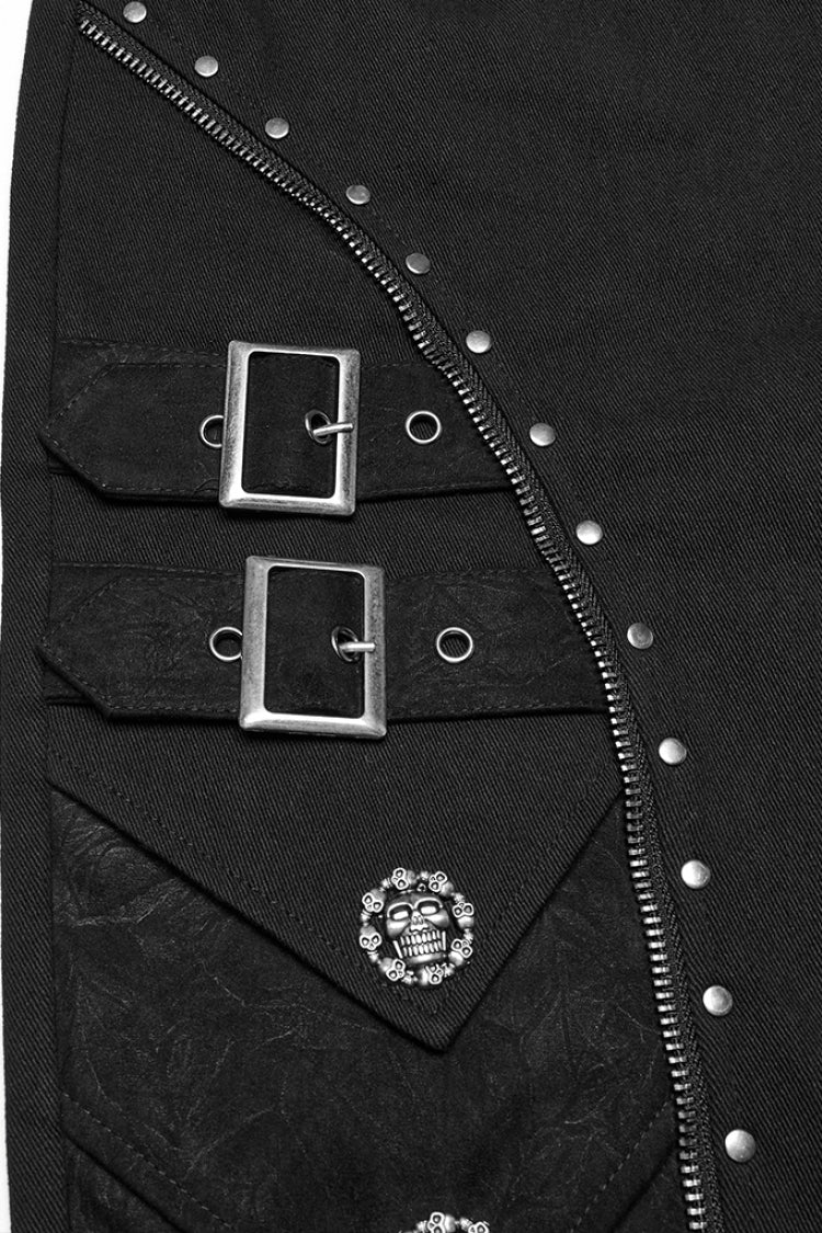 Black Buckle Skull Men's Punk Pants