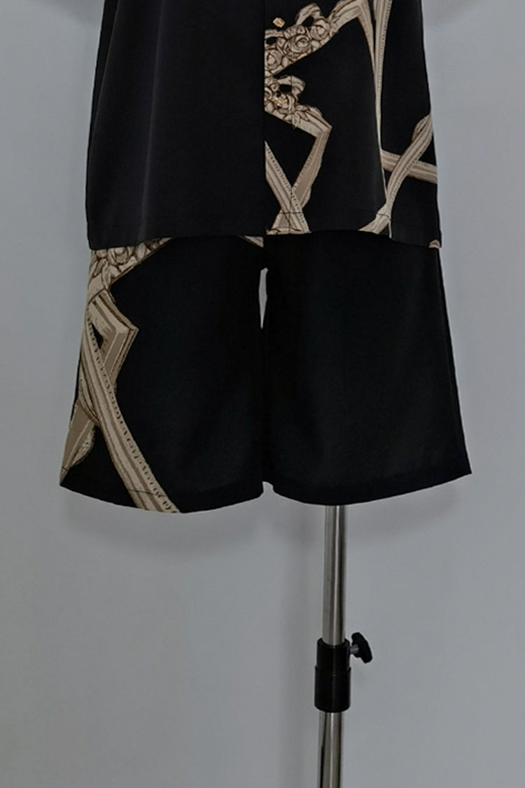 Black [Dream Void Mirror] Print Ouji Fashion Prince Handsome Lolita Shorts