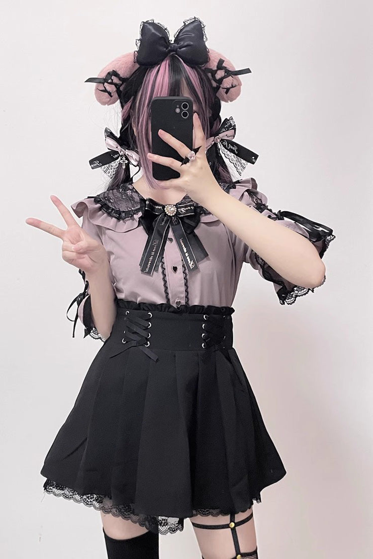 Jirai Kei Bowknot Lace Slim Sweet Lolita Blouse 3 Colors