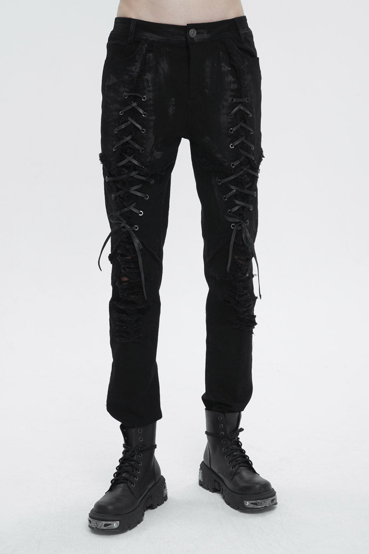 Black Personalities Strappy Distressed Men's Punk Pants