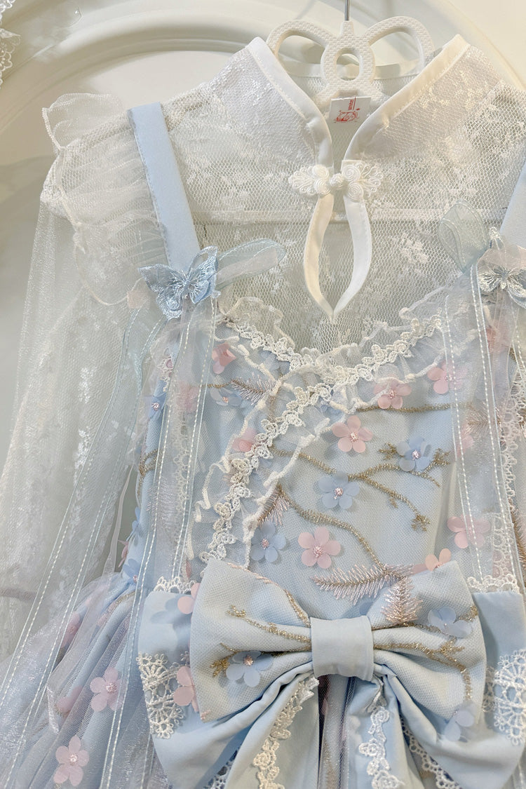 Sweet Sleeveless Ruffle Embroidery Bowknot Lace Chinese Style Lolita Jsk Dress 2 Colors