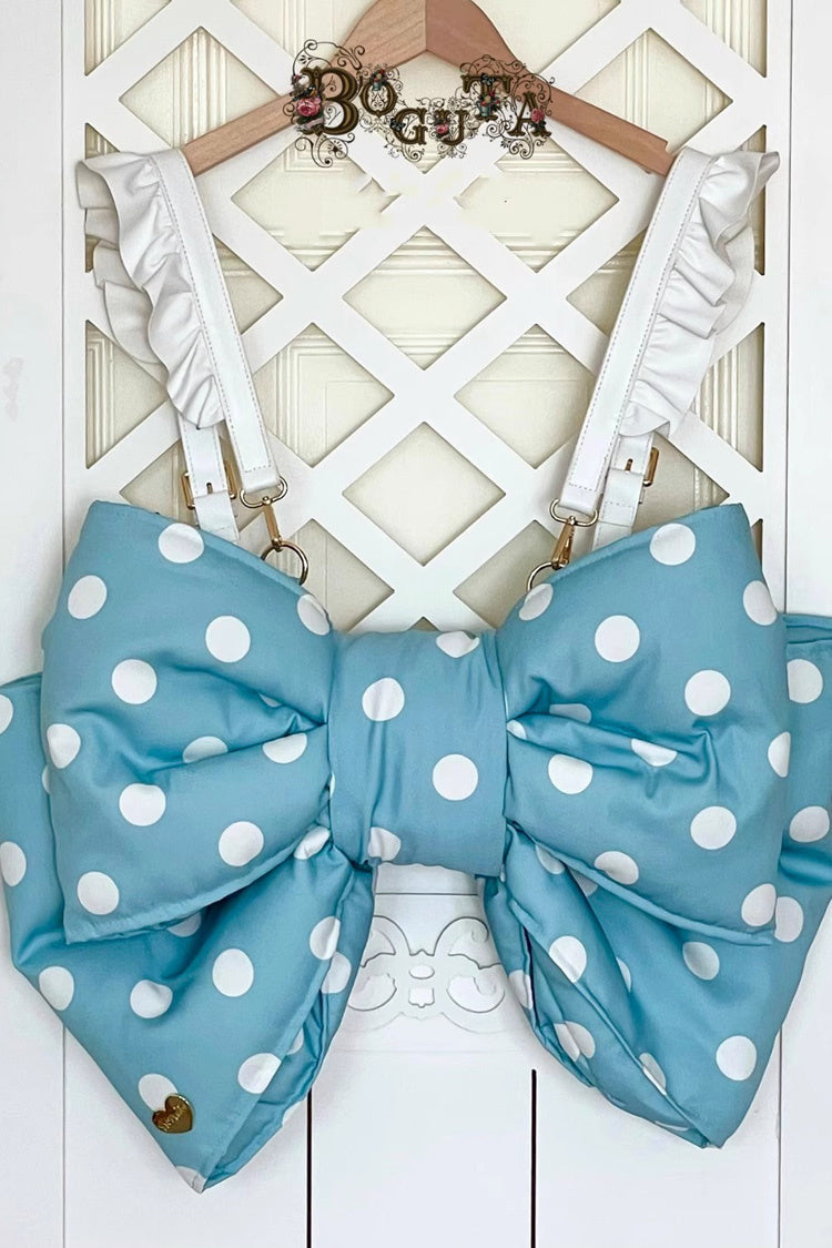 Blue Polka Dot Print Bowknot Shaped Sweet Lolita Backpack