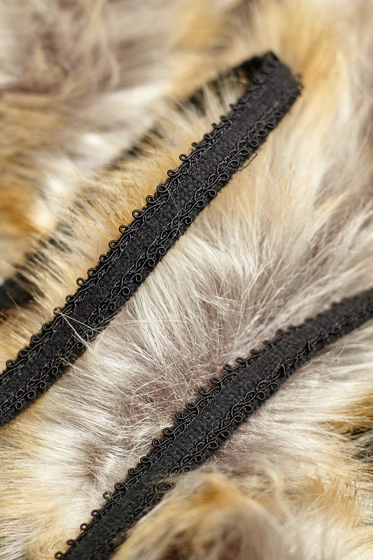 ブラック フード付き毛皮の襟ウール ロング メンズ ゴシック コート マント