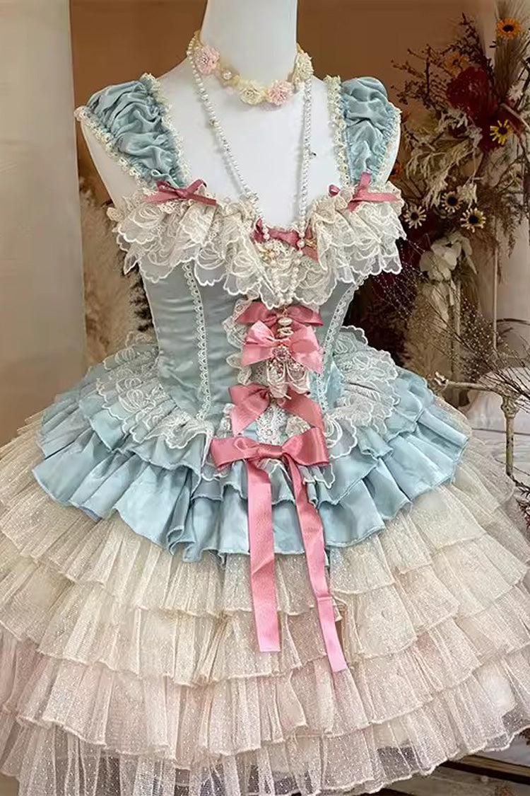 Love God Girl Romantic Ballet Style Multi-layer Ruffle Sweet Princess Lolita Dress 2 Colors