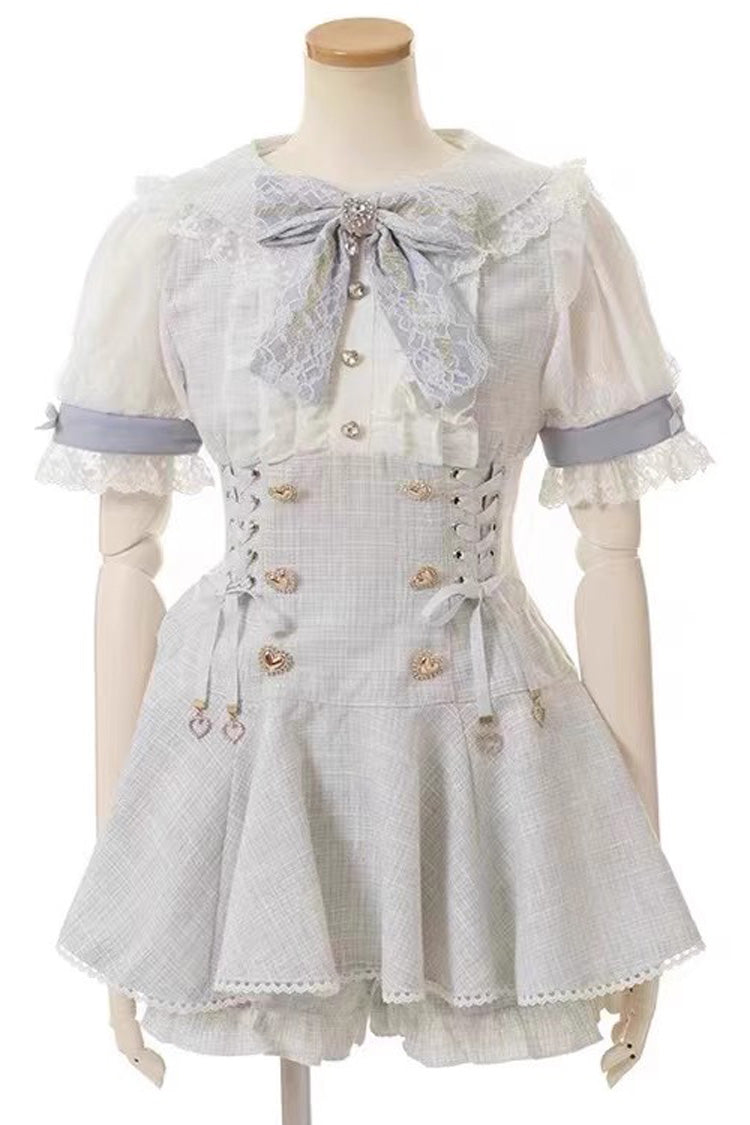 Japanese Lace Sweet Jirai Kei Dress Blouse Shorts Set 2 Colors