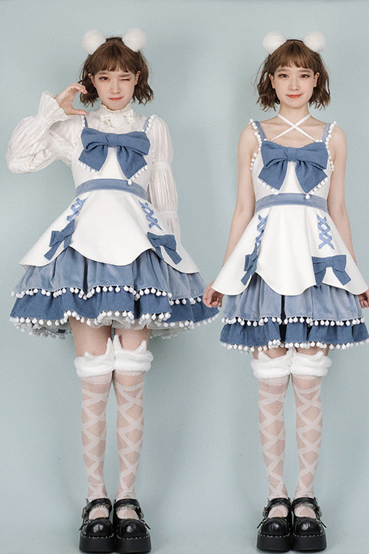 Multicolor Confession Function Series Bowknot Woolen Sweet Lolita JSK Dress 5 Colors