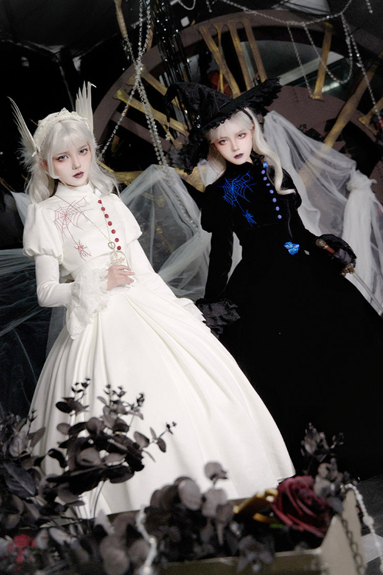[Night Poems] Embroidery Fishbone Gothic Lolita Corset Dress 2 Colors