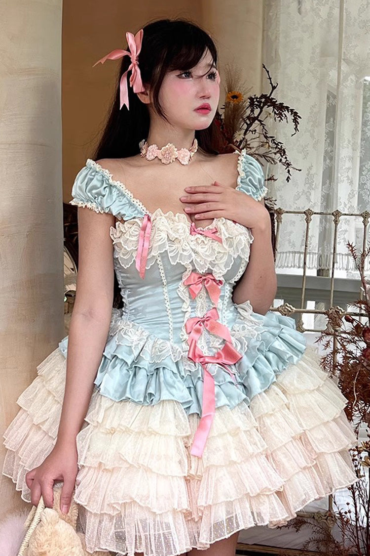 Love God Girl Romantic Ballet Style Multi-layer Ruffle Sweet Princess Lolita Dress 2 Colors