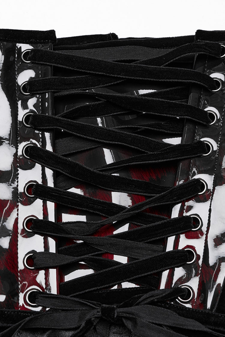 Black/Red Gradient Patent Leather Women's Gothic Underbust Corset
