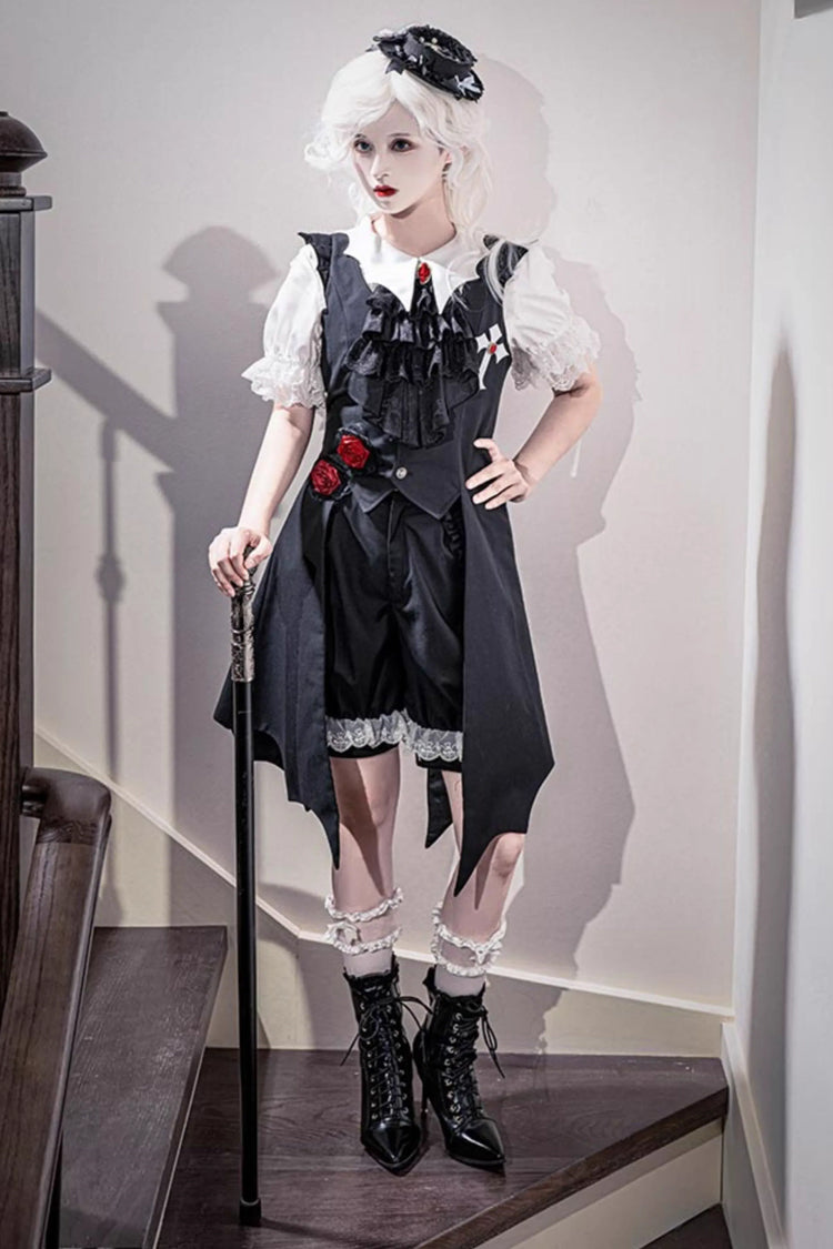 Black [Night Rose] Sleeveless Ouji Prince Handsome Lolita Vest