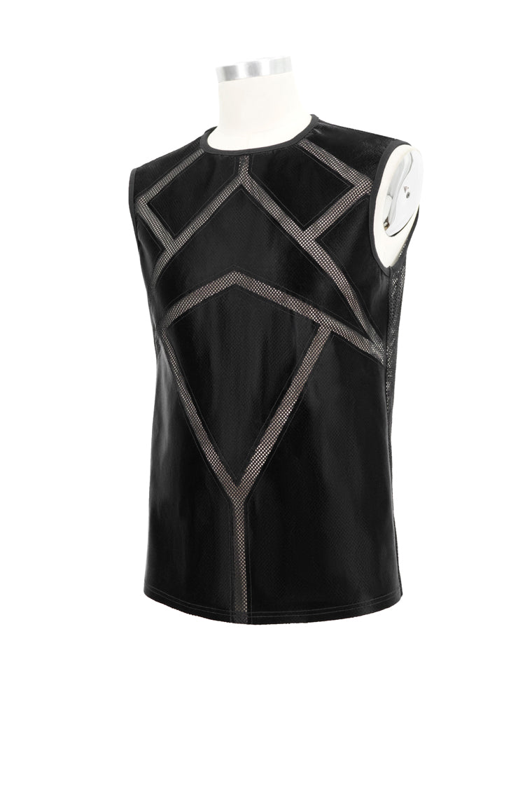 Schwarze glänzende Strickweste aus Splice Armor Modeling Mesh für Herren