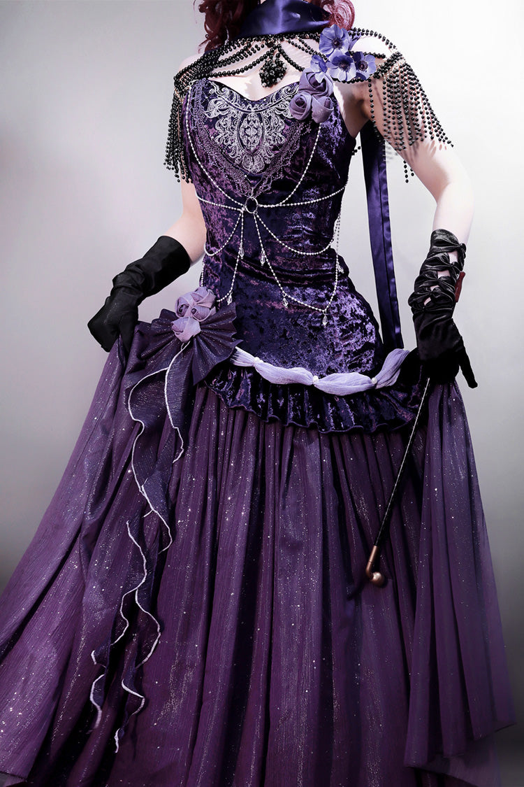 Purple [Madame Butterfly] Ruffle Bowknot Lace Sweet Elegant Gorgeous Lolita Jsk Dress