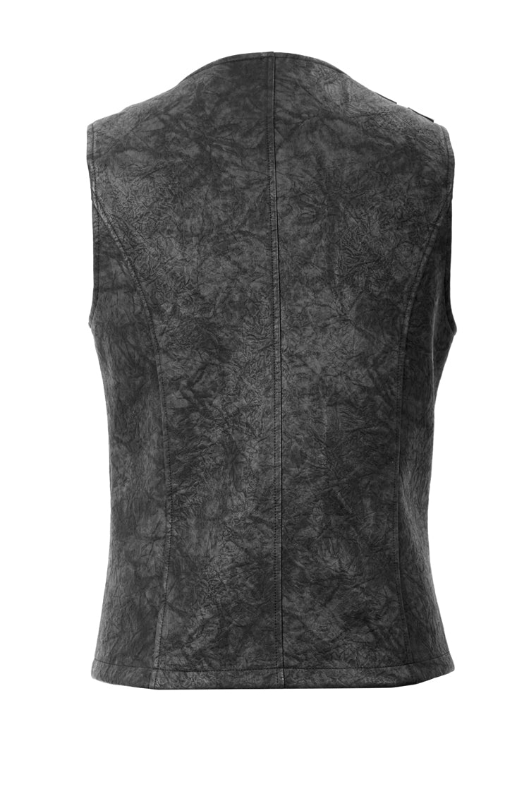 Gray V Neck Fog Flower Shoulder Loop Chest Lace Up Men's Punk Waistcoat